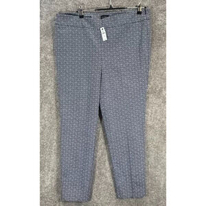 Talbots Pants Womens 16 Blue Dots Actual 38X29 Chatham Slim Ankle Side Zip NWT